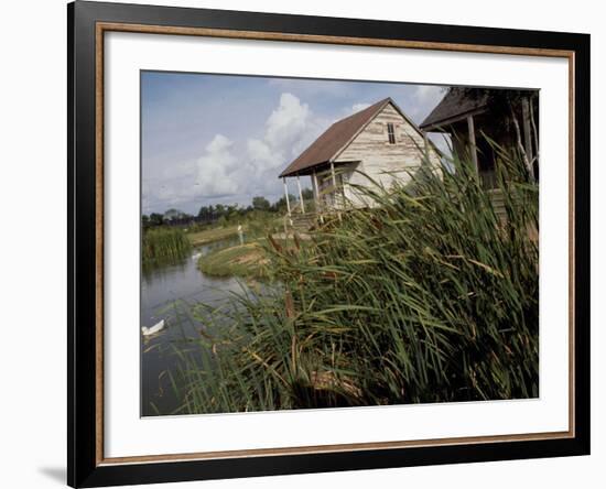 Houses Along the Louisiana Bayou are Seen-null-Framed Photographic Print