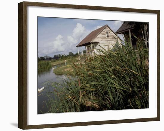 Houses Along the Louisiana Bayou are Seen-null-Framed Photographic Print