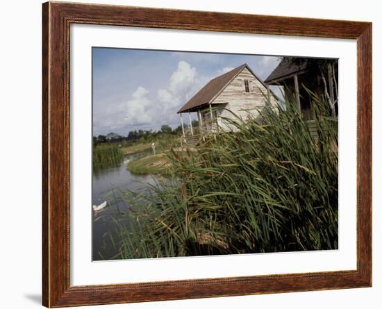 Houses Along the Louisiana Bayou are Seen-null-Framed Photographic Print