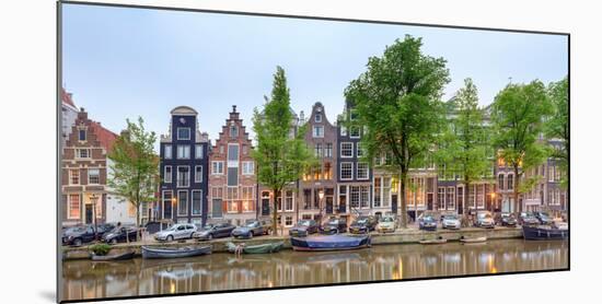 Houses and Boats Along the Herengracht Canal, Amsterdam, North Holland, Netherlands-null-Mounted Photographic Print