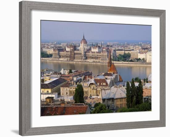 Houses and Church in Buda and the Parliament Building in Pest in Budapest-Gavin Hellier-Framed Photographic Print