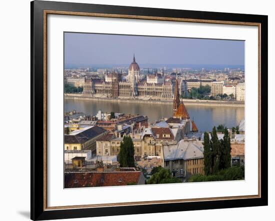 Houses and Church in Buda and the Parliament Building in Pest in Budapest-Gavin Hellier-Framed Photographic Print