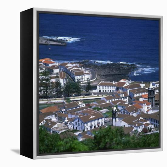 Houses and Coastline in the Town of Santa Cruz on the Island of Graciosa in the Azores, Portugal-David Lomax-Framed Premier Image Canvas