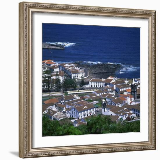 Houses and Coastline in the Town of Santa Cruz on the Island of Graciosa in the Azores, Portugal-David Lomax-Framed Photographic Print