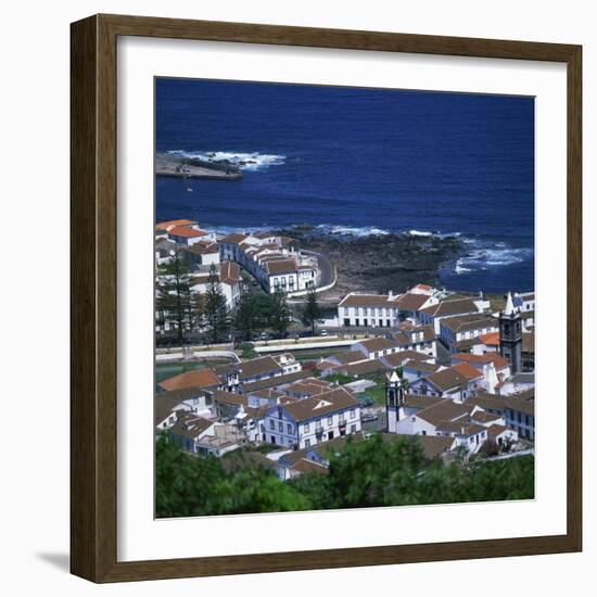 Houses and Coastline in the Town of Santa Cruz on the Island of Graciosa in the Azores, Portugal-David Lomax-Framed Photographic Print