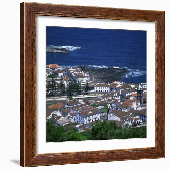 Houses and Coastline in the Town of Santa Cruz on the Island of Graciosa in the Azores, Portugal-David Lomax-Framed Photographic Print