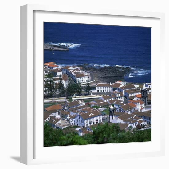 Houses and Coastline in the Town of Santa Cruz on the Island of Graciosa in the Azores, Portugal-David Lomax-Framed Photographic Print