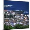 Houses and Coastline in the Town of Santa Cruz on the Island of Graciosa in the Azores, Portugal-David Lomax-Mounted Photographic Print