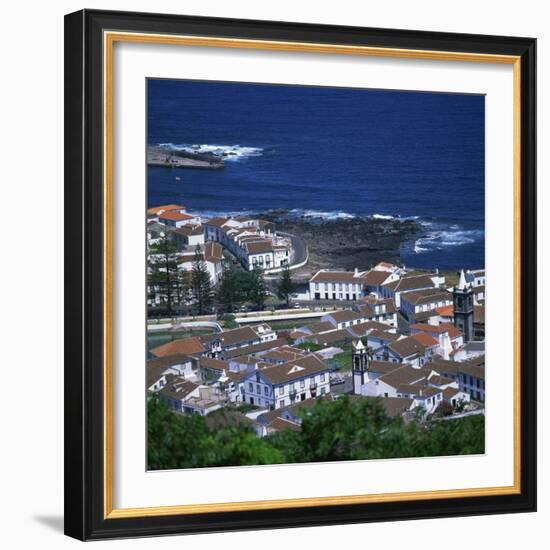 Houses and Coastline in the Town of Santa Cruz on the Island of Graciosa in the Azores, Portugal-David Lomax-Framed Photographic Print