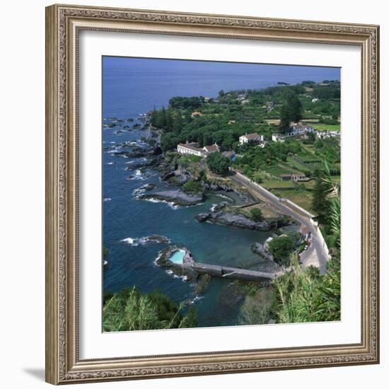 Houses and Rocky Coastline in the South of the Island of Sao Miguel in the Azores, Portugal-David Lomax-Framed Photographic Print