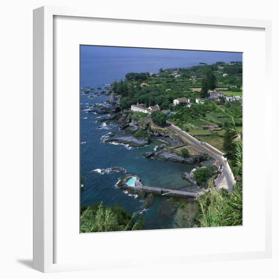 Houses and Rocky Coastline in the South of the Island of Sao Miguel in the Azores, Portugal-David Lomax-Framed Photographic Print