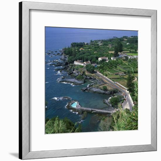 Houses and Rocky Coastline in the South of the Island of Sao Miguel in the Azores, Portugal-David Lomax-Framed Photographic Print