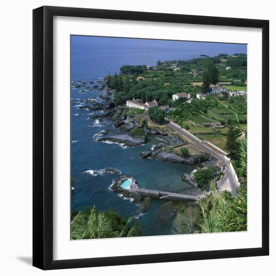 Houses and Rocky Coastline in the South of the Island of Sao Miguel in the Azores, Portugal-David Lomax-Framed Photographic Print