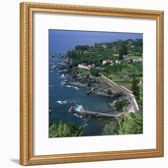 Houses and Rocky Coastline in the South of the Island of Sao Miguel in the Azores, Portugal-David Lomax-Framed Photographic Print