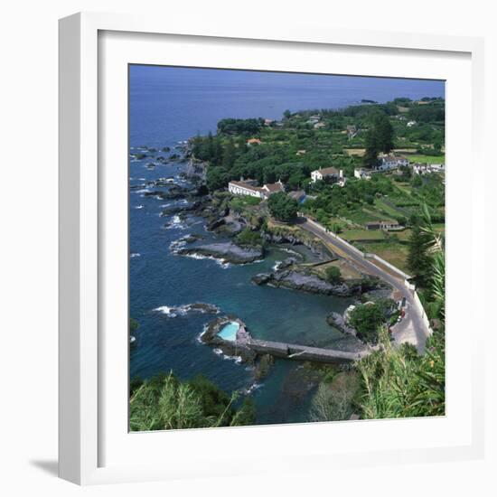 Houses and Rocky Coastline in the South of the Island of Sao Miguel in the Azores, Portugal-David Lomax-Framed Photographic Print