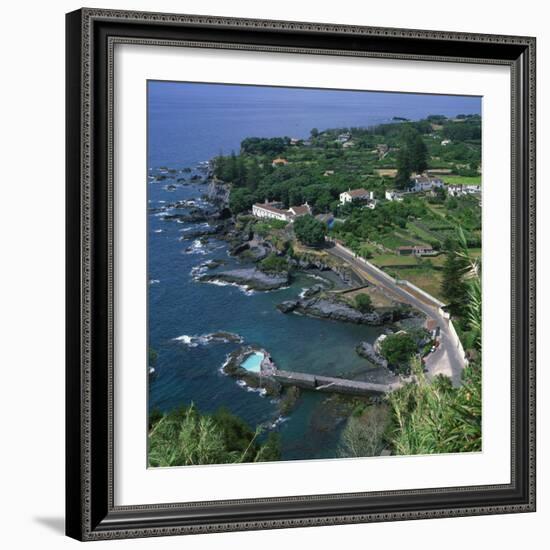 Houses and Rocky Coastline in the South of the Island of Sao Miguel in the Azores, Portugal-David Lomax-Framed Photographic Print