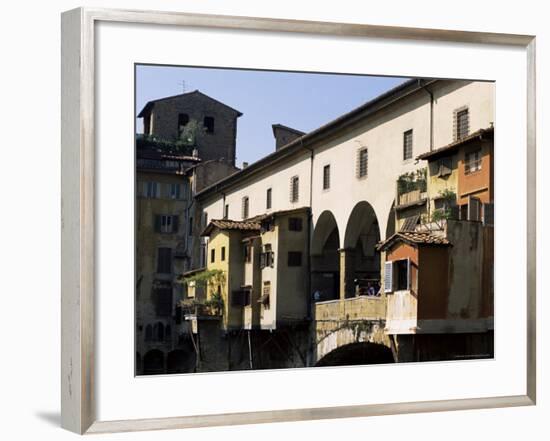 Houses and Shops on the Ponte Vecchio, Florence, Tuscany, Italy-Lousie Murray-Framed Photographic Print