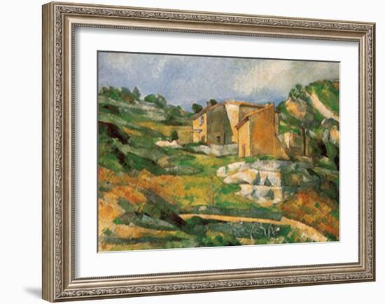 Houses at the Estaque-Paul Cézanne-Framed Art Print