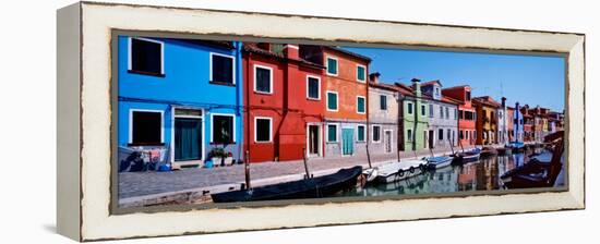 Houses at the Waterfront, Burano, Venetian Lagoon, Venice, Italy-null-Framed Premier Image Canvas