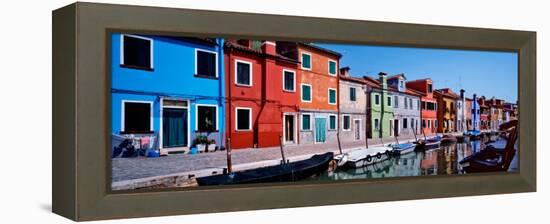 Houses at the Waterfront, Burano, Venetian Lagoon, Venice, Italy-null-Framed Premier Image Canvas