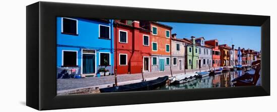 Houses at the Waterfront, Burano, Venetian Lagoon, Venice, Italy-null-Framed Premier Image Canvas