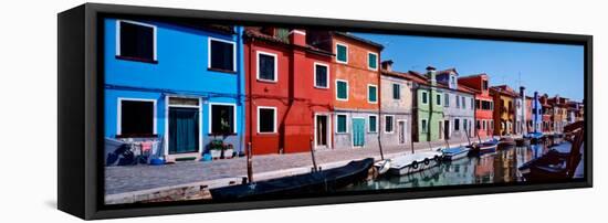 Houses at the Waterfront, Burano, Venetian Lagoon, Venice, Italy-null-Framed Premier Image Canvas