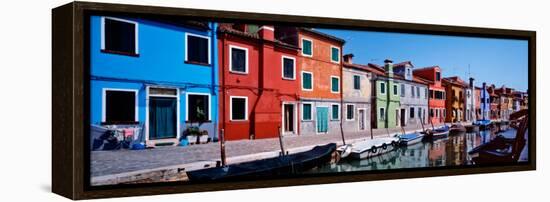 Houses at the Waterfront, Burano, Venetian Lagoon, Venice, Italy-null-Framed Premier Image Canvas