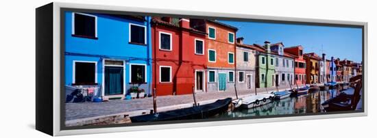 Houses at the Waterfront, Burano, Venetian Lagoon, Venice, Italy-null-Framed Premier Image Canvas