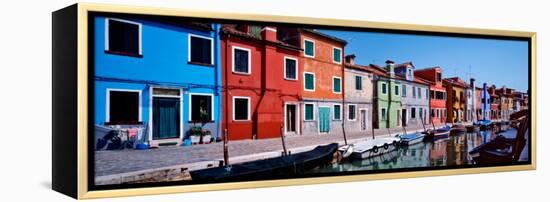 Houses at the Waterfront, Burano, Venetian Lagoon, Venice, Italy-null-Framed Premier Image Canvas