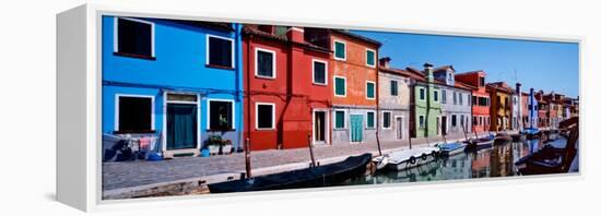 Houses at the Waterfront, Burano, Venetian Lagoon, Venice, Italy-null-Framed Premier Image Canvas