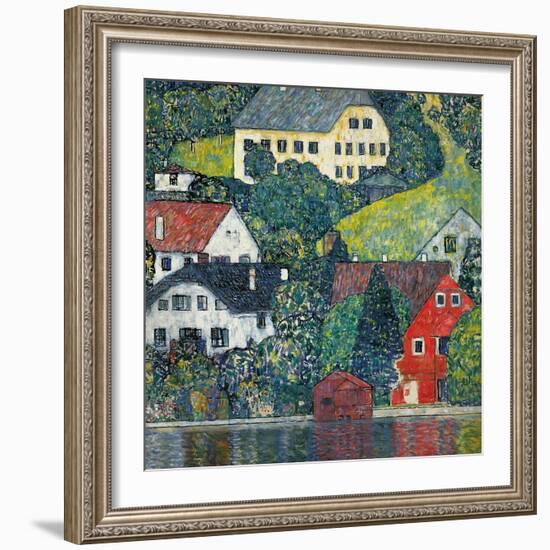 Houses at Unterach on the Attersee, C.1916-Gustav Klimt-Framed Giclee Print