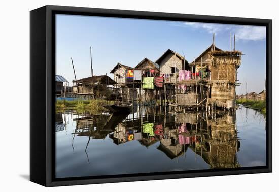 Houses Built on Stilts in the Village of Nampan on the Edge of Inle Lake-Lee Frost-Framed Premier Image Canvas