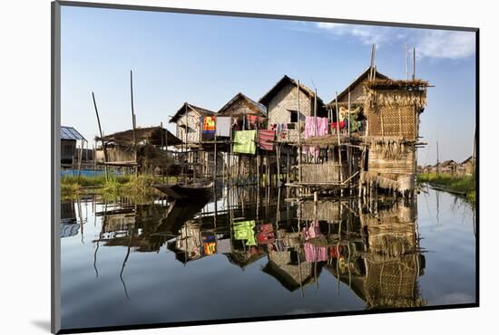 Houses Built on Stilts in the Village of Nampan on the Edge of Inle Lake-Lee Frost-Mounted Photographic Print