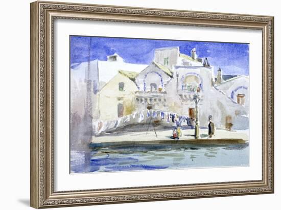 Houses by a Canal with a Washing Line, C1864-1930-Anna Lea Merritt-Framed Giclee Print