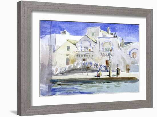 Houses by a Canal with a Washing Line, C1864-1930-Anna Lea Merritt-Framed Giclee Print