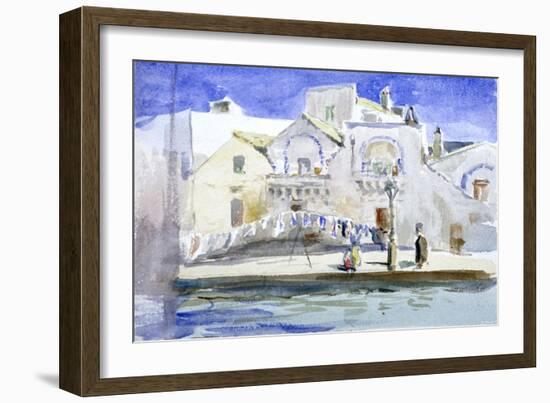 Houses by a Canal with a Washing Line, C1864-1930-Anna Lea Merritt-Framed Giclee Print