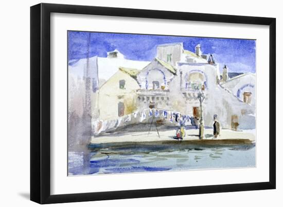 Houses by a Canal with a Washing Line, C1864-1930-Anna Lea Merritt-Framed Giclee Print