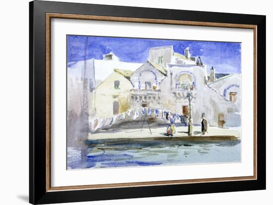 Houses by a Canal with a Washing Line, C1864-1930-Anna Lea Merritt-Framed Giclee Print