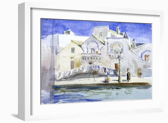 Houses by a Canal with a Washing Line, C1864-1930-Anna Lea Merritt-Framed Giclee Print