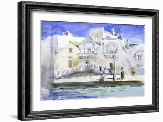 Houses by a Canal with a Washing Line, C1864-1930-Anna Lea Merritt-Framed Giclee Print