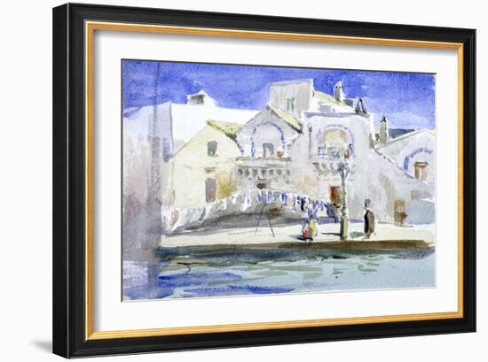 Houses by a Canal with a Washing Line, C1864-1930-Anna Lea Merritt-Framed Giclee Print