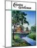 "Houses by Stream," Country Gentleman Cover, June 1, 1939-Walter Baum-Mounted Giclee Print