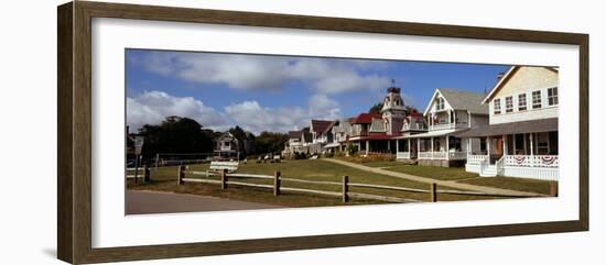 Houses in a Town, Oak Bluffs, Martha's Vineyard, Dukes County, Massachusetts, USA-null-Framed Photographic Print