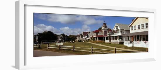 Houses in a Town, Oak Bluffs, Martha's Vineyard, Dukes County, Massachusetts, USA-null-Framed Photographic Print