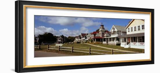 Houses in a Town, Oak Bluffs, Martha's Vineyard, Dukes County, Massachusetts, USA-null-Framed Photographic Print