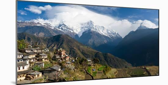 Houses in a Town on a Hill, Ghandruk, Annapurna Range, Himalayas, Nepal-null-Mounted Photographic Print