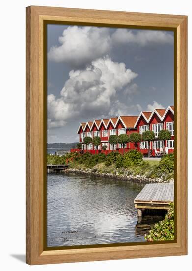 Houses in the yacht harbour of Ebeltoft, Denmark-By-Framed Premier Image Canvas
