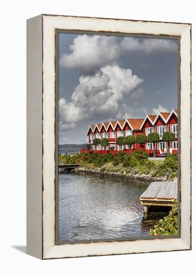 Houses in the yacht harbour of Ebeltoft, Denmark-By-Framed Premier Image Canvas