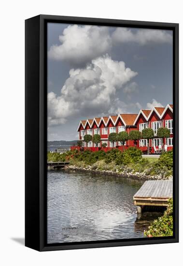 Houses in the yacht harbour of Ebeltoft, Denmark-By-Framed Premier Image Canvas