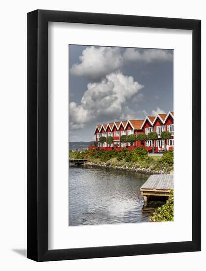 Houses in the yacht harbour of Ebeltoft, Denmark-By-Framed Photographic Print